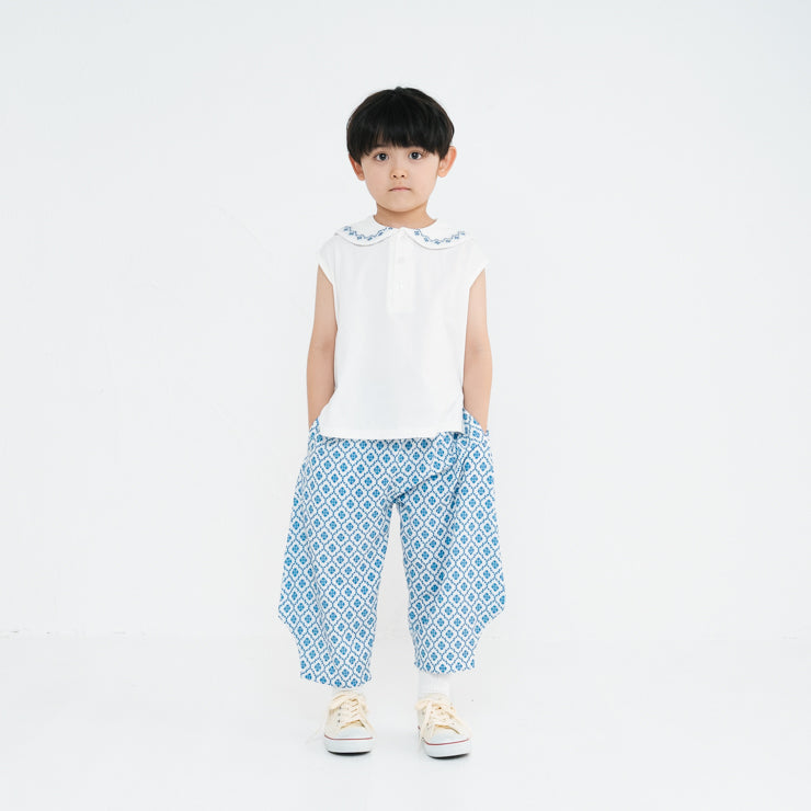 Kids (Size 90cm) Embroidered Collar Top