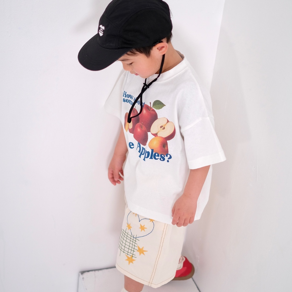HAND-STITCH APPLE EMBROIDERY SHORTS (90CM）