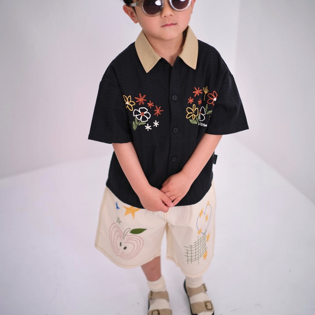 HAND-STITCH APPLE EMBROIDERY SHORTS (90CM）