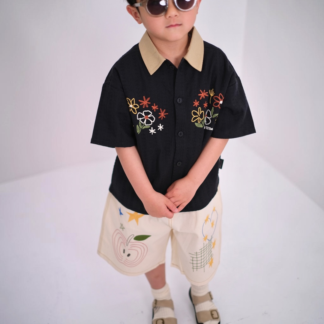 HAND-STITCH APPLE EMBROIDERY SHORTS (90CM）