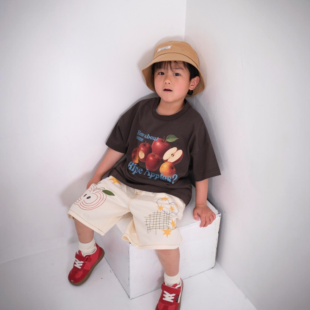 HAND-STITCH APPLE EMBROIDERY SHORTS (90CM）