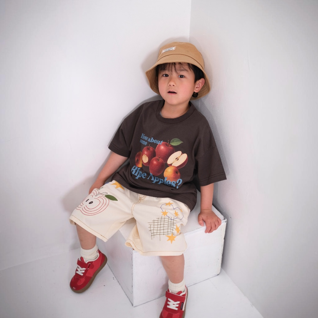 HAND-STITCH APPLE EMBROIDERY SHORTS (90CM）