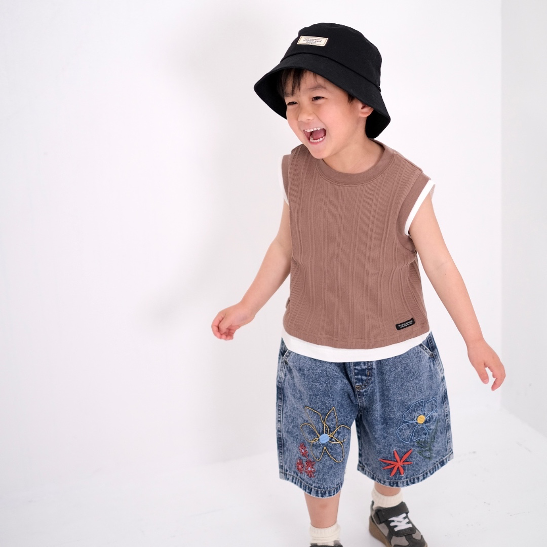 DENIM HAND-STITCH SHORT PANTS (130CM）