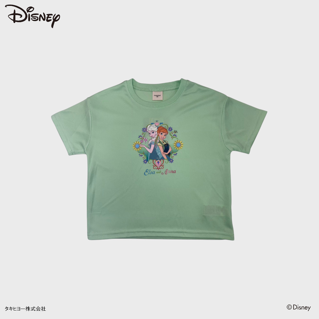 KIDS DISNEY - ELSA AND ANNA PRINT T-SHIRT GREEN (120 - 130CM)