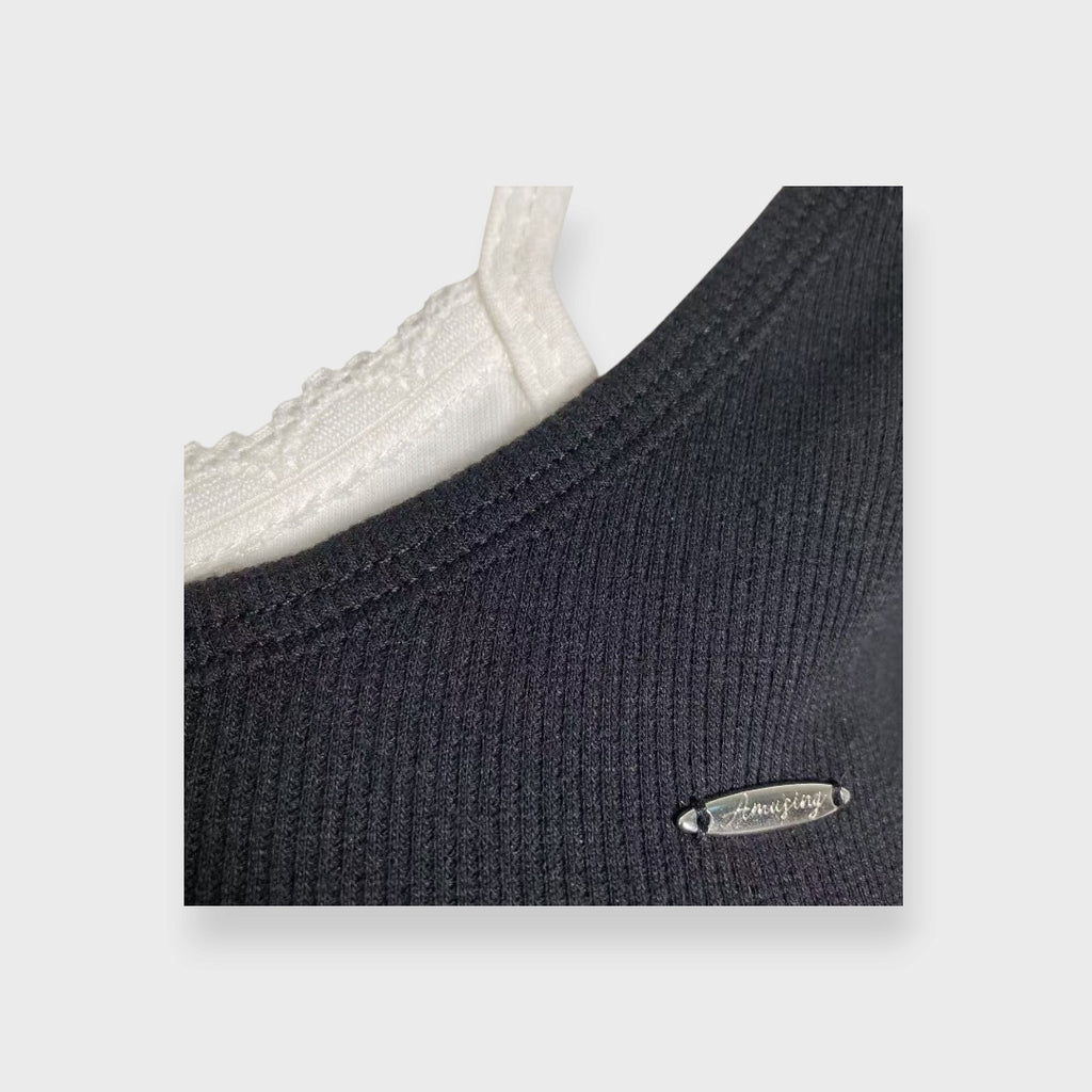 WOMEN'S LAYERED-LOOK LONG-SLEEVE PULLOVER