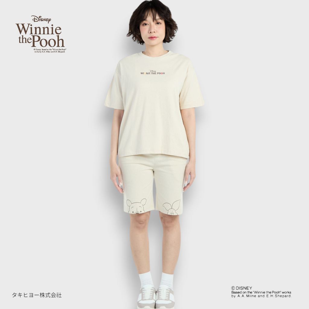 เสื้อยืด Winnie the Pooh สีครีม – ลายพูห์คิดหนักน่ารัก (Size S-LL)