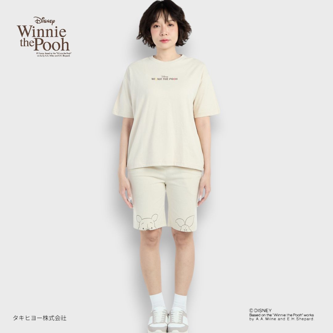 เสื้อยืด Winnie the Pooh สีครีม – ลายพูห์คิดหนักน่ารัก (Size S-LL)