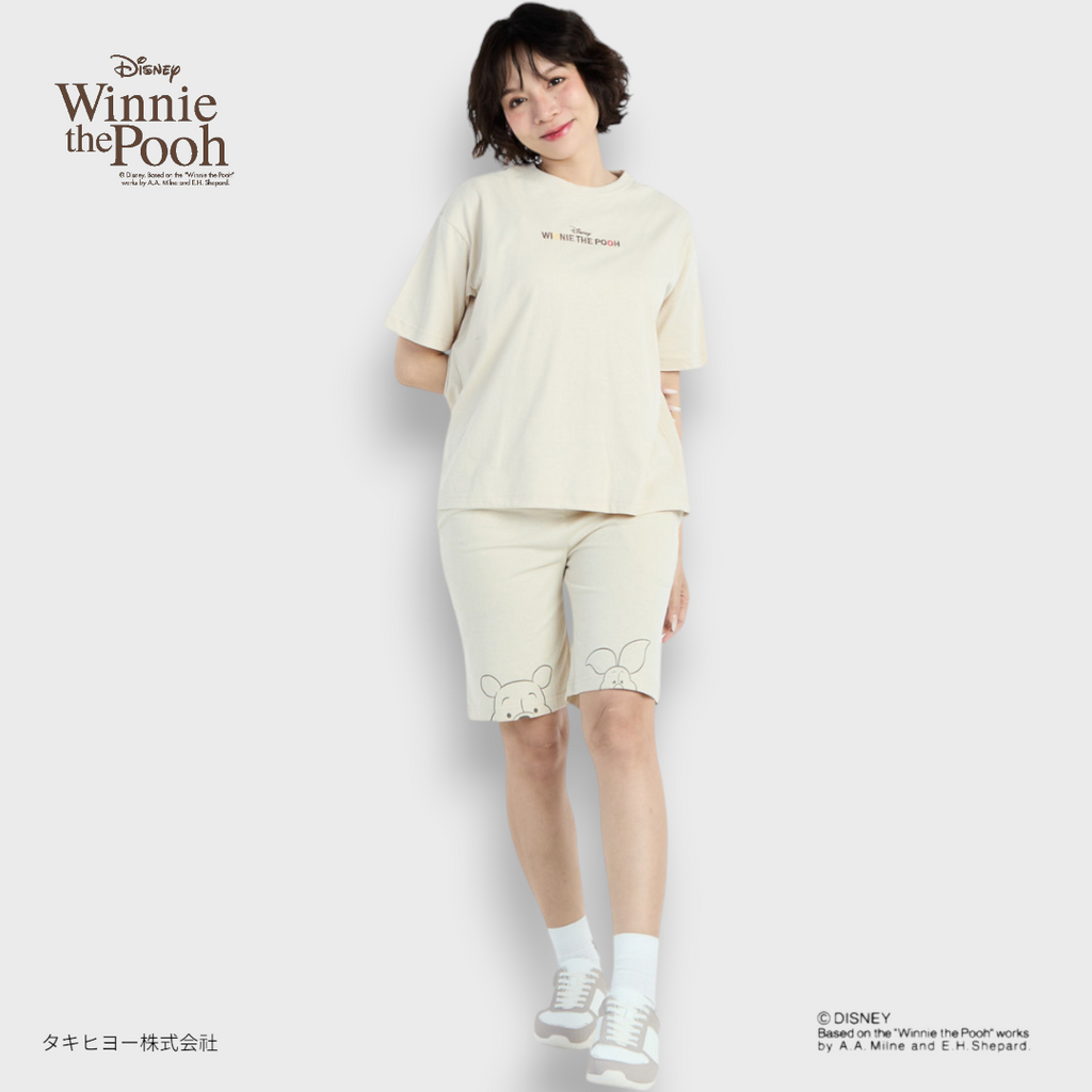 เสื้อยืด Winnie the Pooh สีครีม – ลายพูห์คิดหนักน่ารัก (Size S-LL)