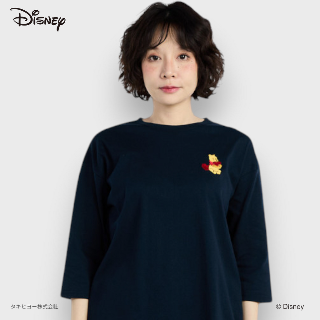 เสื้อแขนยาวสีน้ำเงิน ลายหมีพูห์สุดคิวท์ ใส่แล้วอบอุ่นใจแบบน้ำผึ้งล้น (Size M-LL)