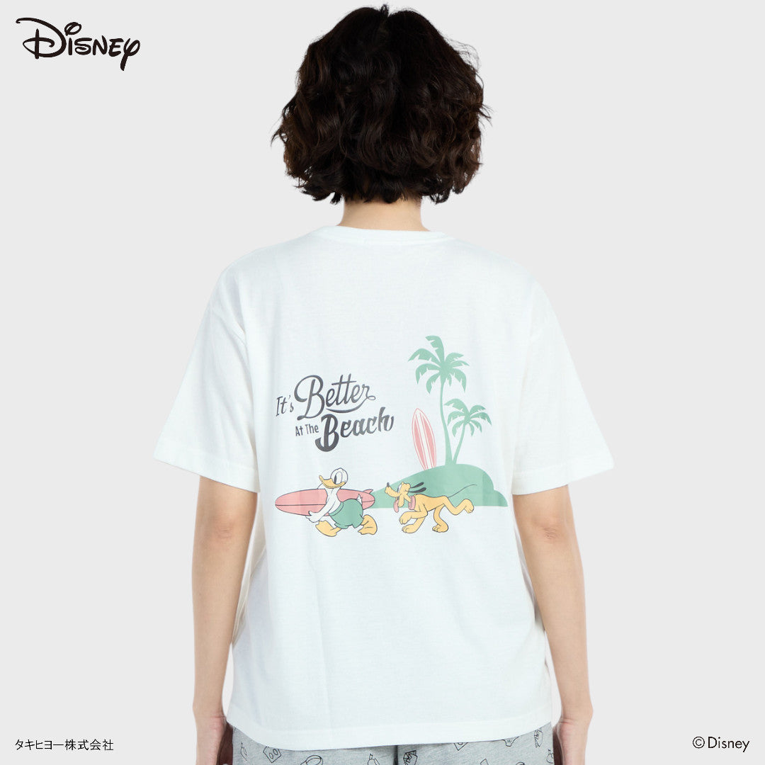 เสื้อยืด Donald & Pluto ลายคู่หูพาเที่ยว – สนุกสดใสสายลุยคลื่น (Size S-LL)