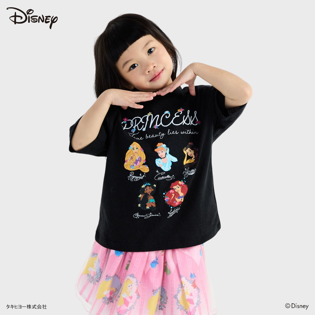 Kids (Size 110-130)  เสื้อยืดเด็กเจ้าหญิงสีดำสุดคิวท์ Disney Princess True Beauty Lies Within