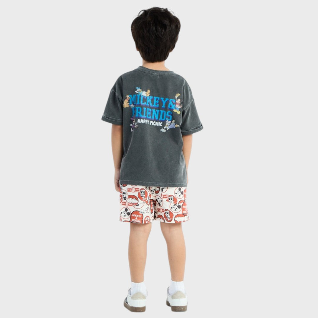 Kids (Size 90-100) เสื้อยืด Mickey & Friends วินเทจ ลาย Happy Picnic สดใสเกินต้าน