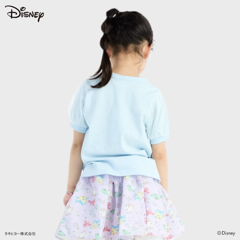 Kids (Size 110-130)  เสื้อยืดเด็กแขนพองสีฟ้า ลาย Cinderella แฟรี่บอลรูมดรีม