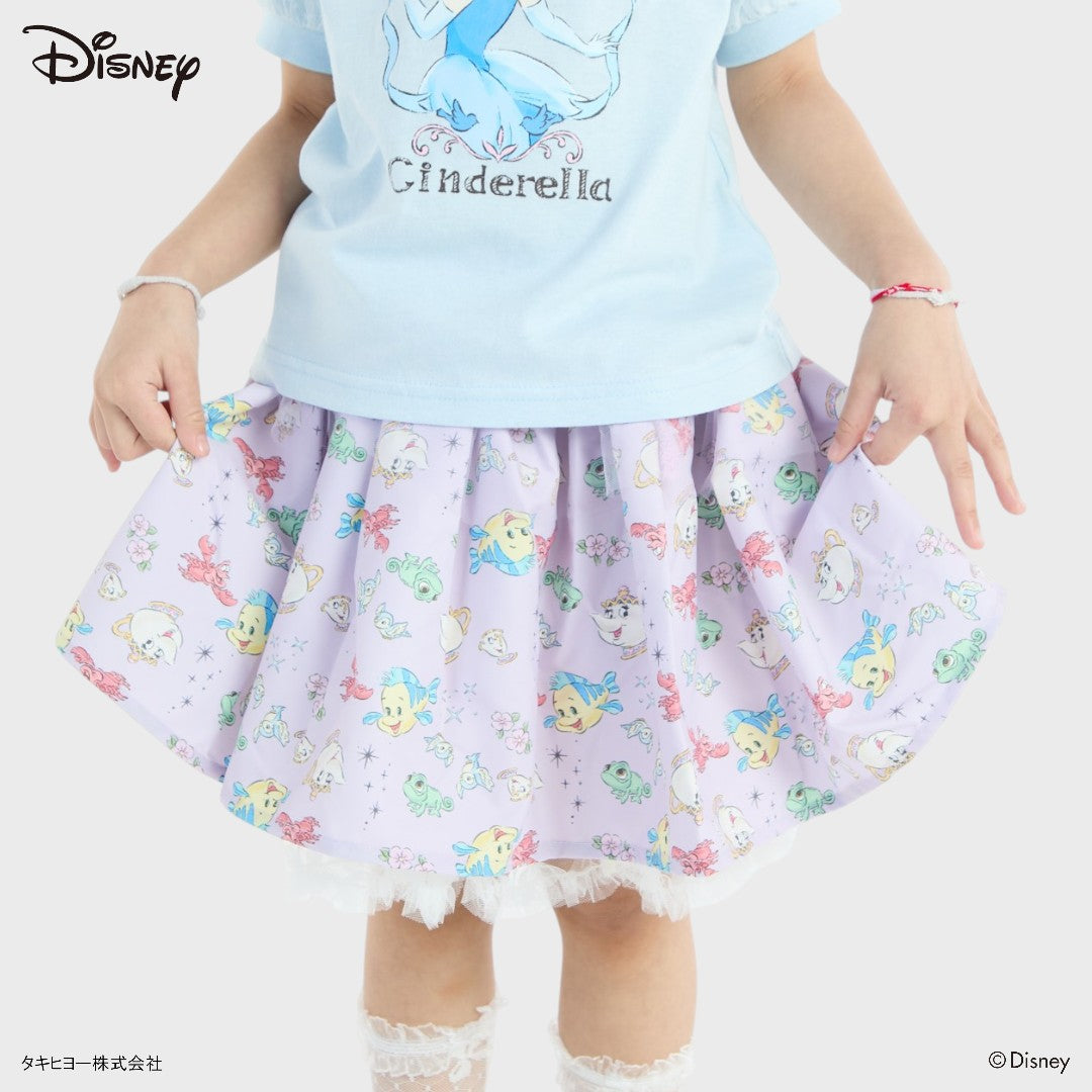 KIDS (SIZE 90-100) DISNEY PRINCESS PASTEL UNDERSEA PRINT TULLE SKIRT LAVENDER
