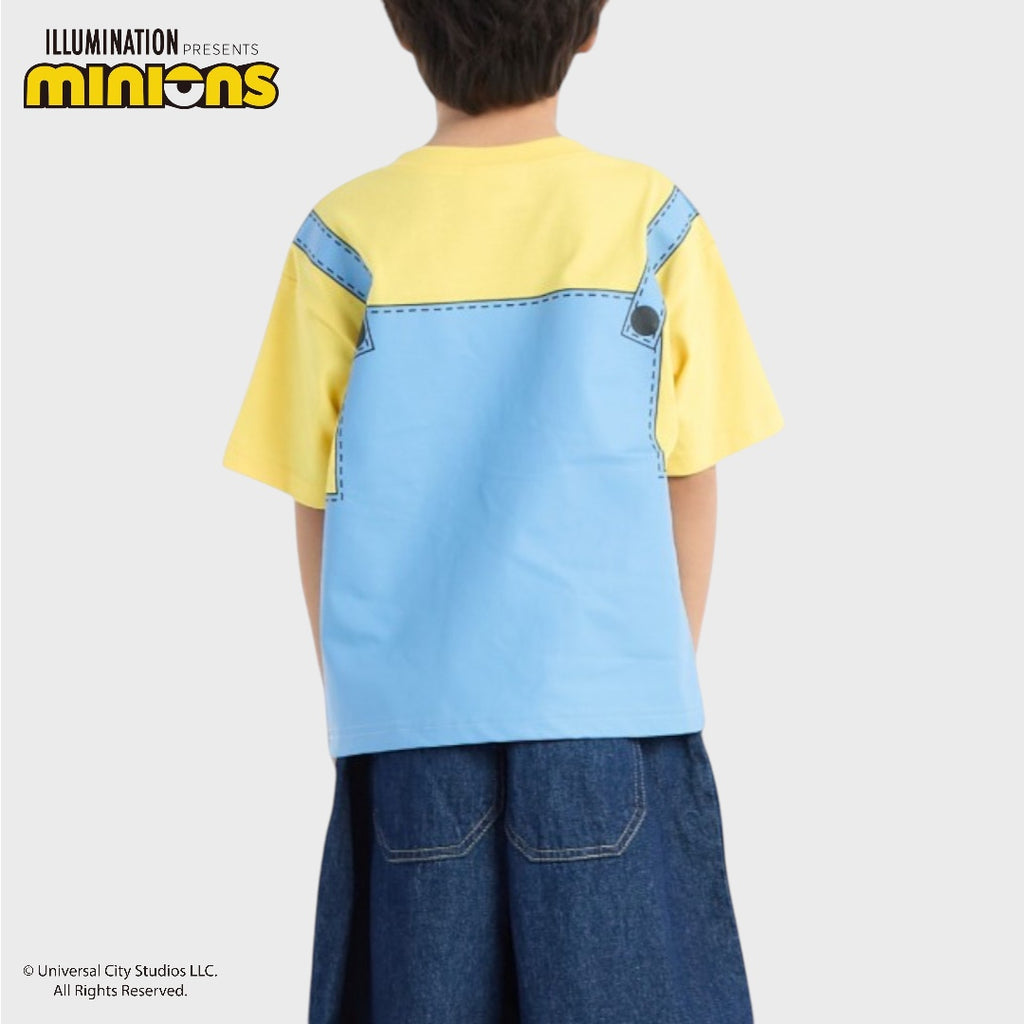 KIDS (SIZE 110-130) MINIONS OVERALL-PRINT T-SHIRT YELLOW & BLUE