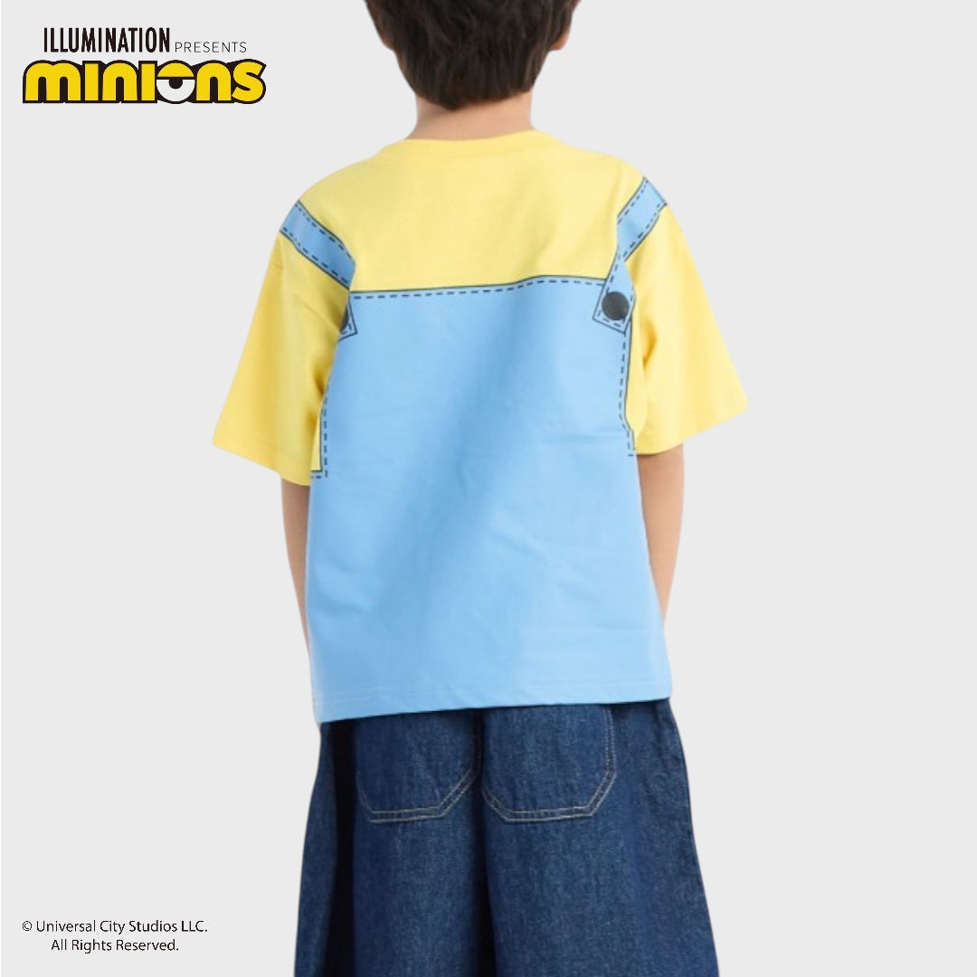 KIDS (SIZE 110-130) MINIONS OVERALL-PRINT T-SHIRT YELLOW & BLUE