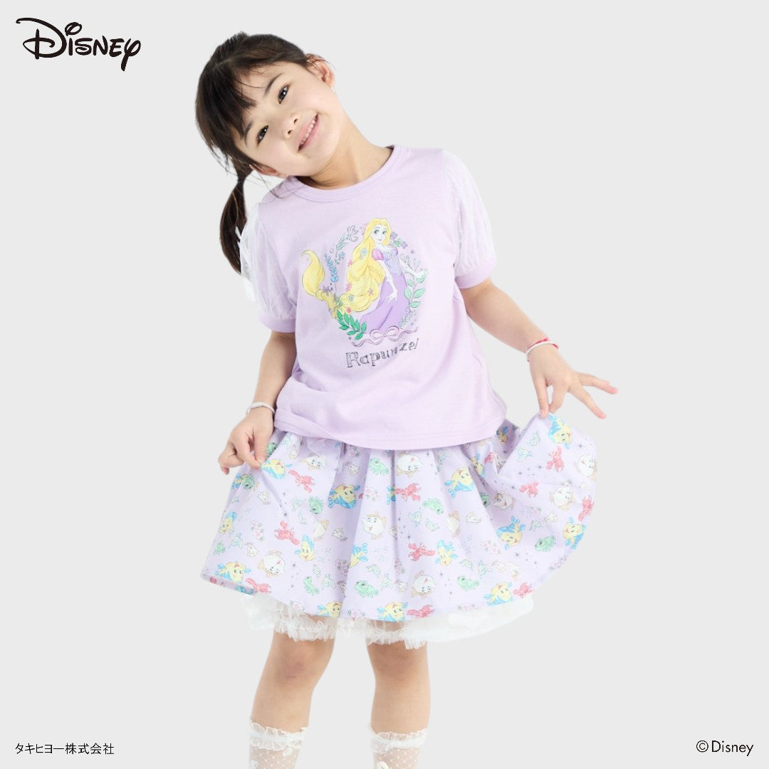 Kids (Size 90-100) เสื้อยืดเด็กหญิง Disney Princess ลาย Rapunzel สีม่วงพาสเทล แขนพองฟูฟ่อง