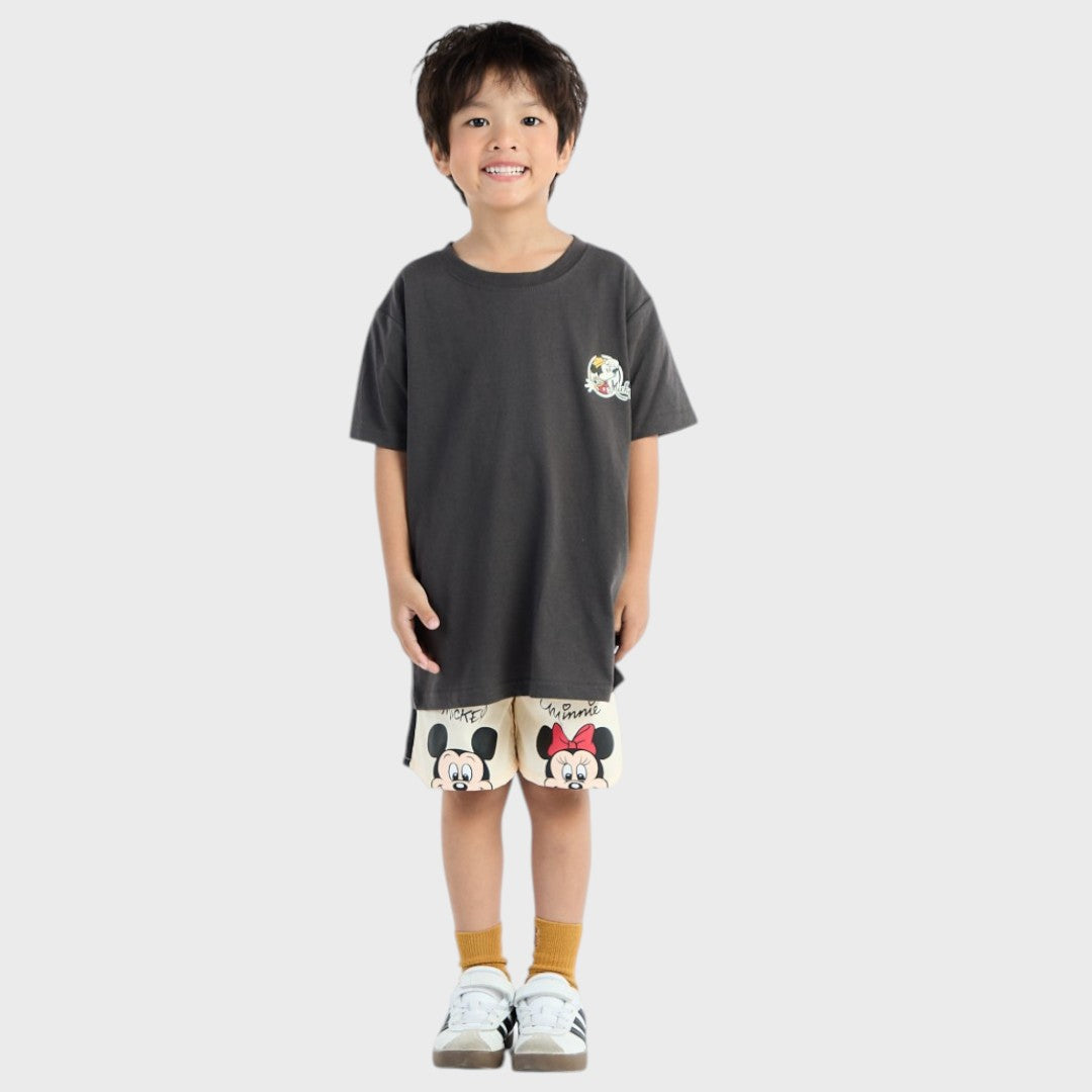 KIDS (SIZE 140-160) DISNEY MICKEY MOUSE & PLUTO T-SHIRT CHARCOAL “MICKEY MOUSE ADVENTURES”