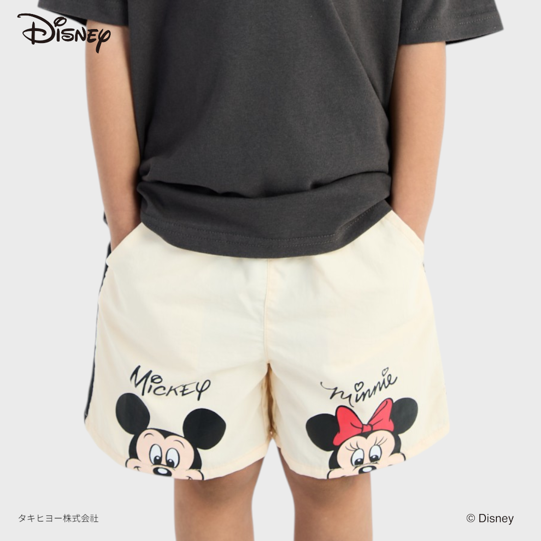 Kids (Size 90-100) กางเกงขาสั้นเด็ก Disney Mickey & Minnie ลายโผล่มาทักป่วนใจ