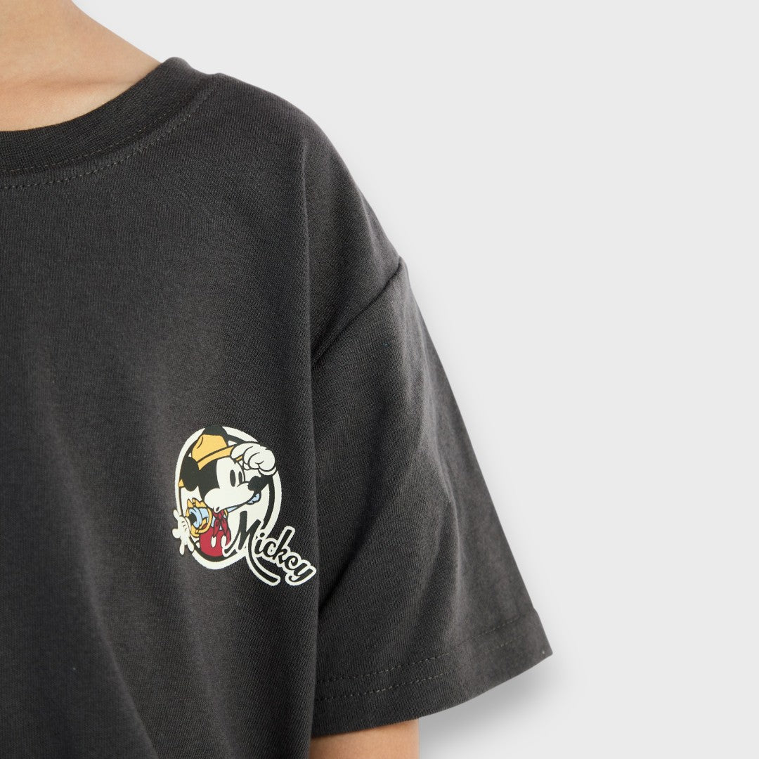 KIDS (SIZE 140-160) DISNEY MICKEY MOUSE & PLUTO T-SHIRT CHARCOAL “MICKEY MOUSE ADVENTURES”