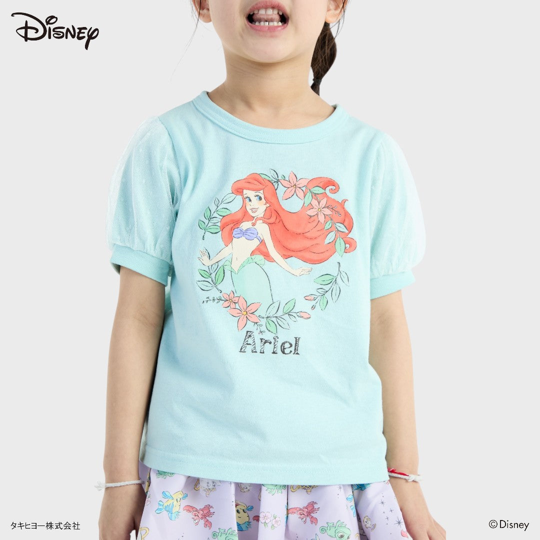 Kids (Size 110-130)  เสื้อยืดเด็กแขนพองสีเขียว ลาย Ariel พร้อมผจญภัยใต้ท้องทะเล