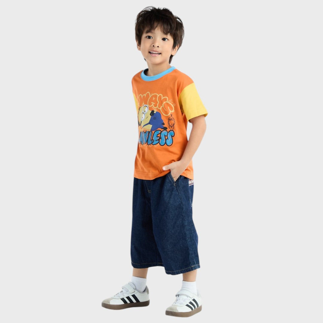KIDS (SIZE 110-130) MINIONS CHAOS GRAPHIC T-SHIRT ORANGE