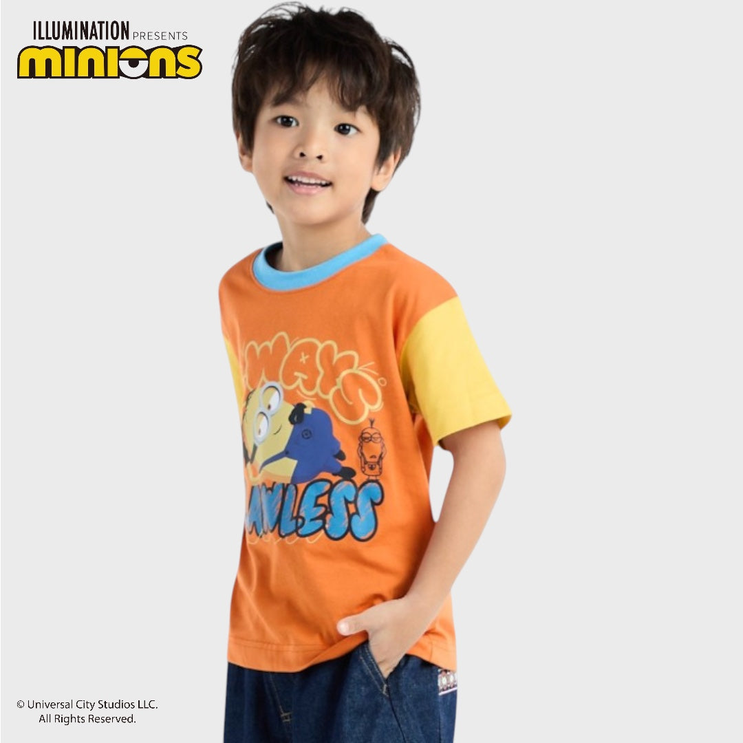 KIDS (SIZE 110-130) MINIONS CHAOS GRAPHIC T-SHIRT ORANGE