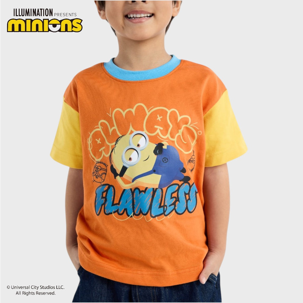 KIDS (SIZE 110-130) MINIONS CHAOS GRAPHIC T-SHIRT ORANGE