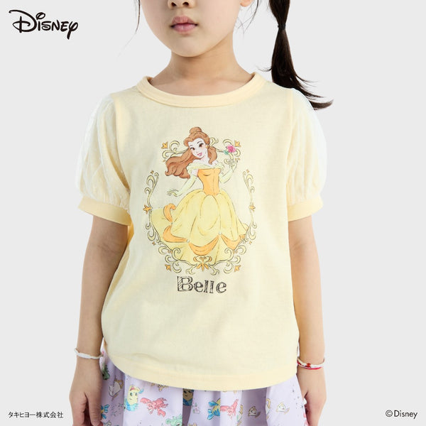 [DISNEY] Yellow Puff Sleeve Belle bright yellow dress T-Shirt Kids (Size 90-100)