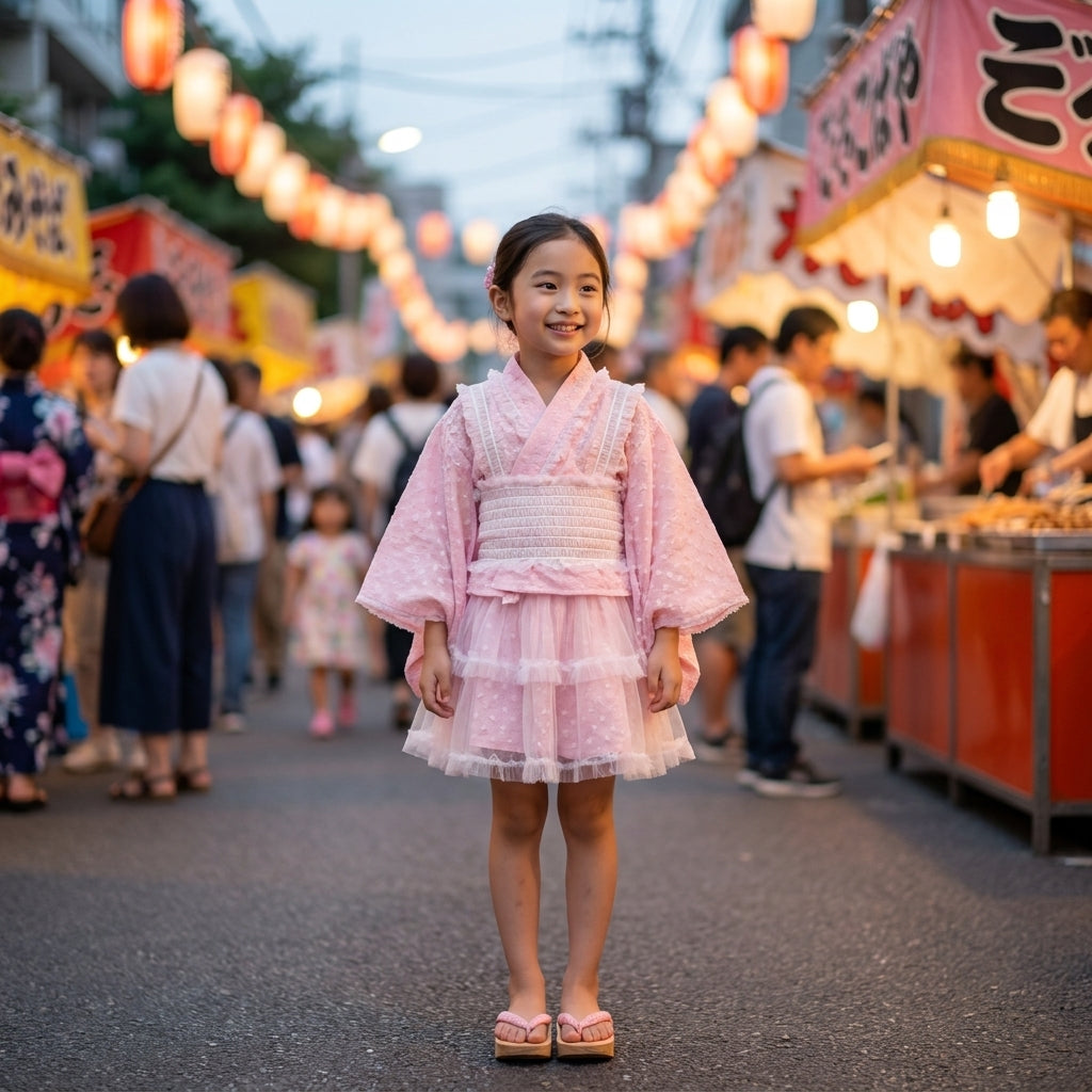 KIDS HEART LACE YUKATA DRESS (110–130CM)