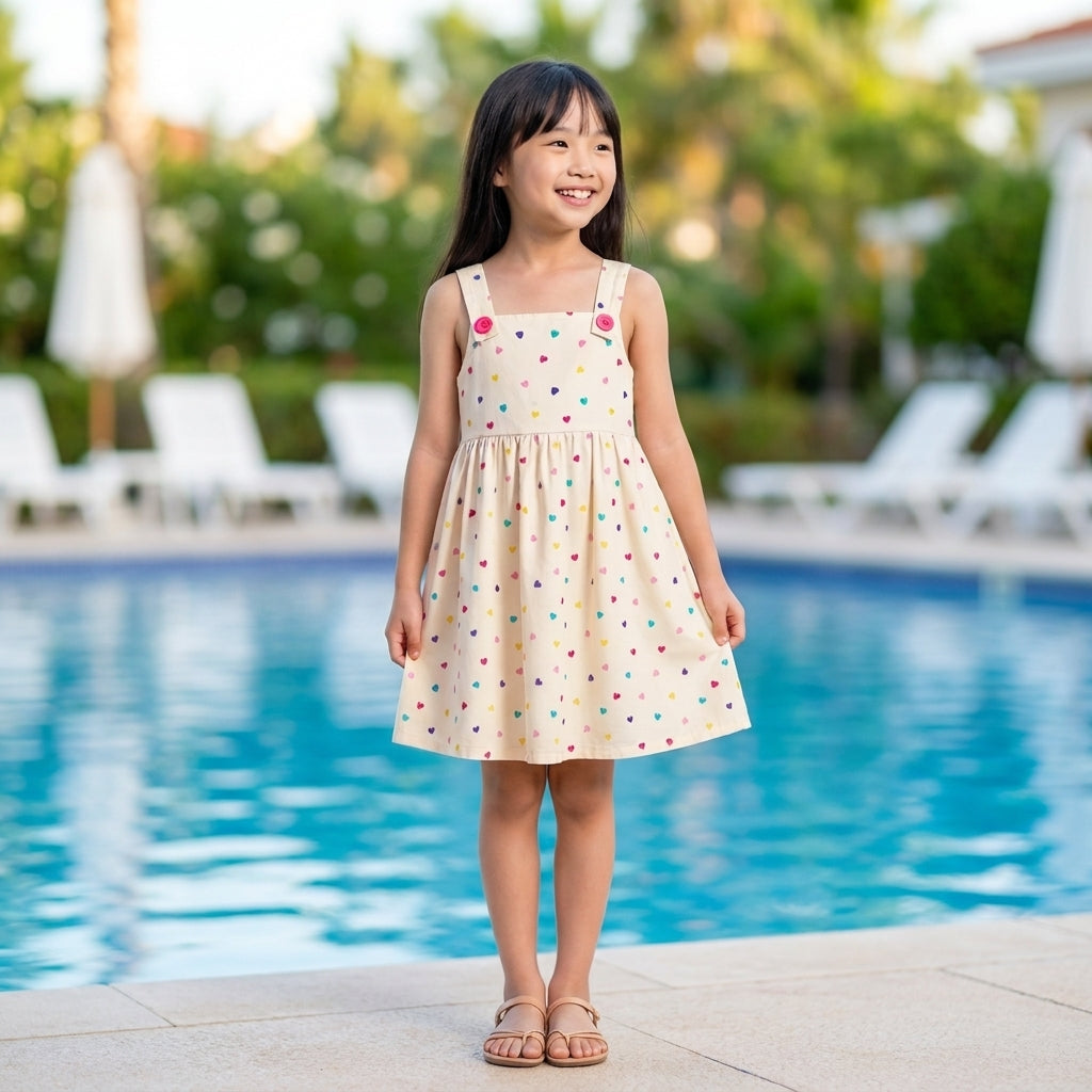 AT HEART PRINT SLEEVELESS DRESS (90CM-100CM)