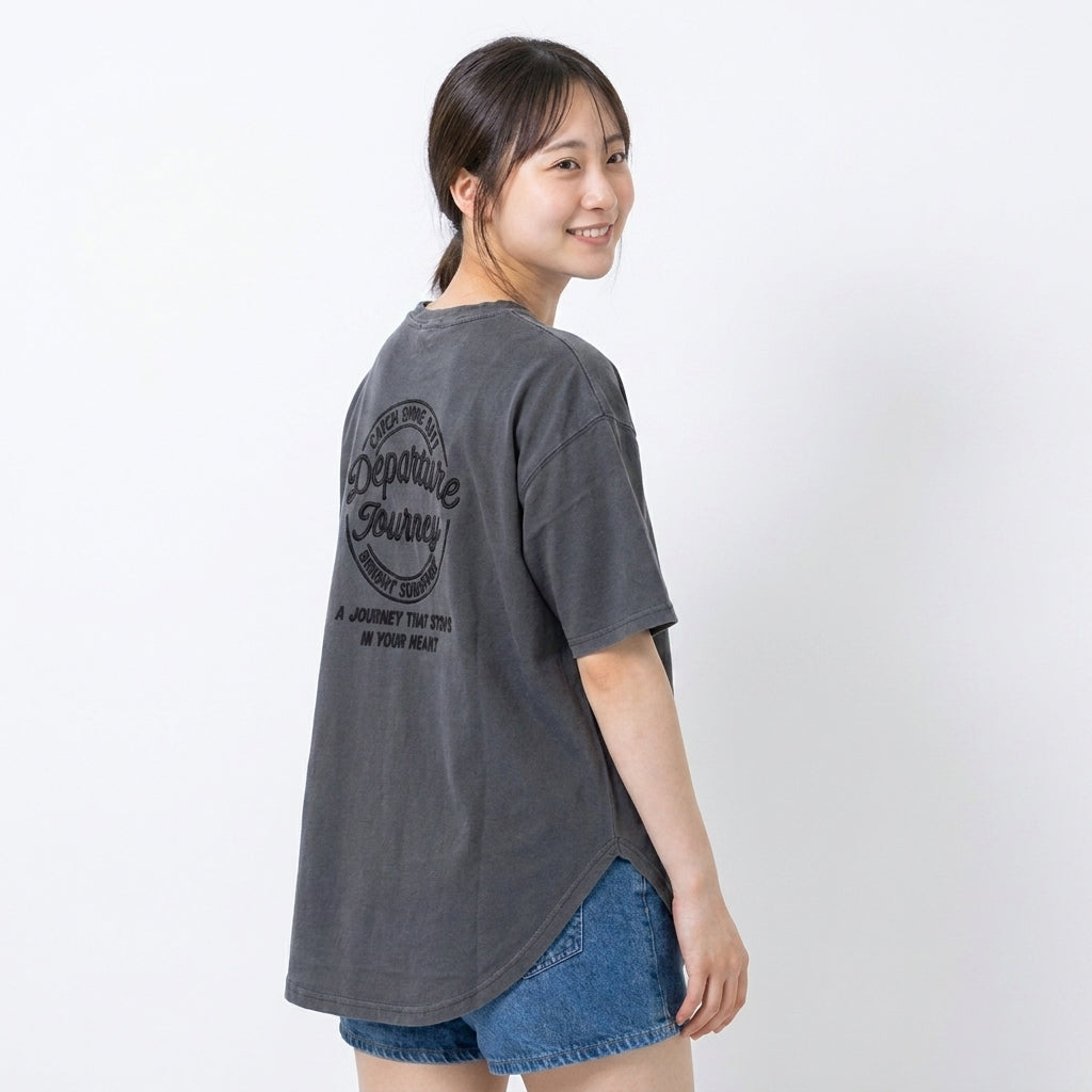 PIGMENT BIO-WASH VINTAGE CURVE-HEM TEE