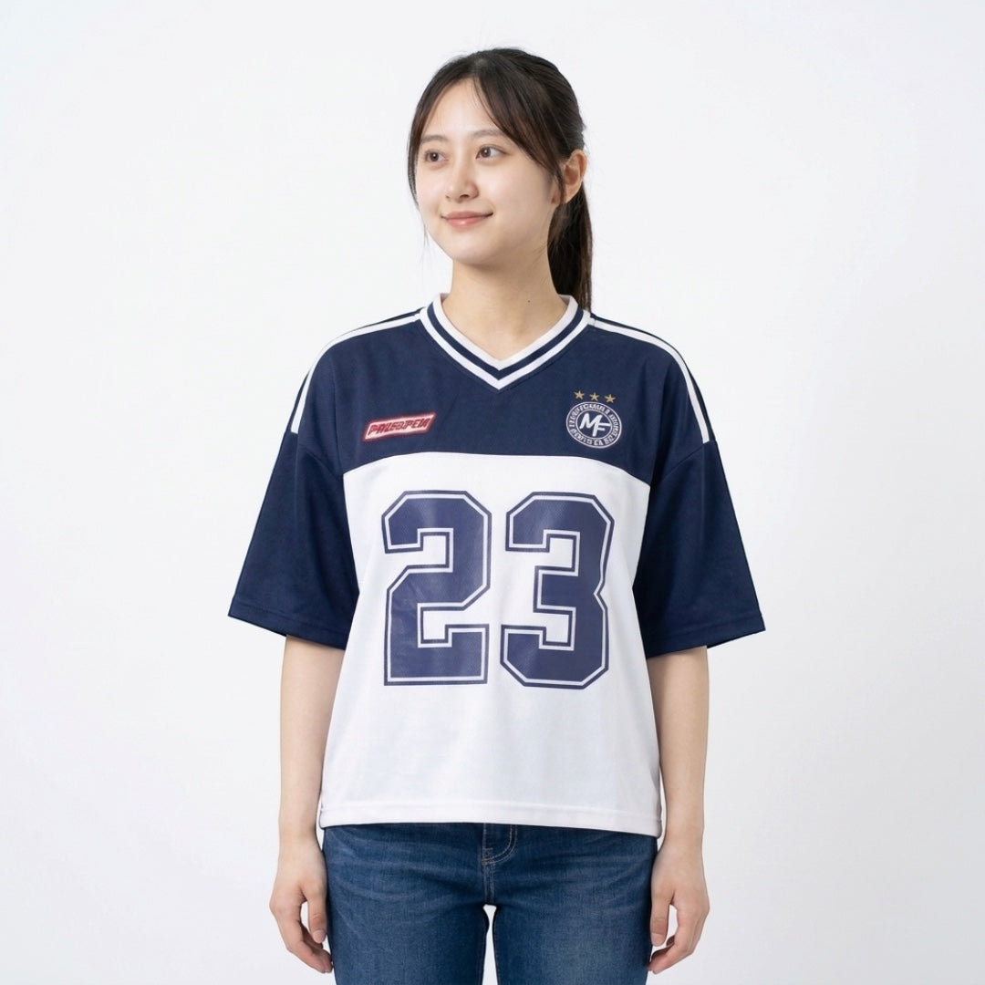 WOMEN'S COLOR-BLOCK NUMBER 23 SPORTS-STYLE T-SHIRT