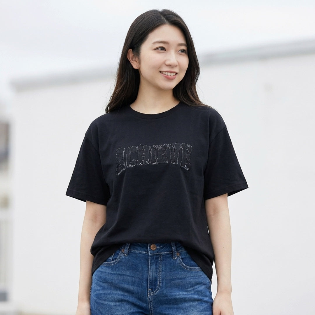 WOMEN'S APPLIQUE-LETTER SHORT-SLEEVE T-SHIRT