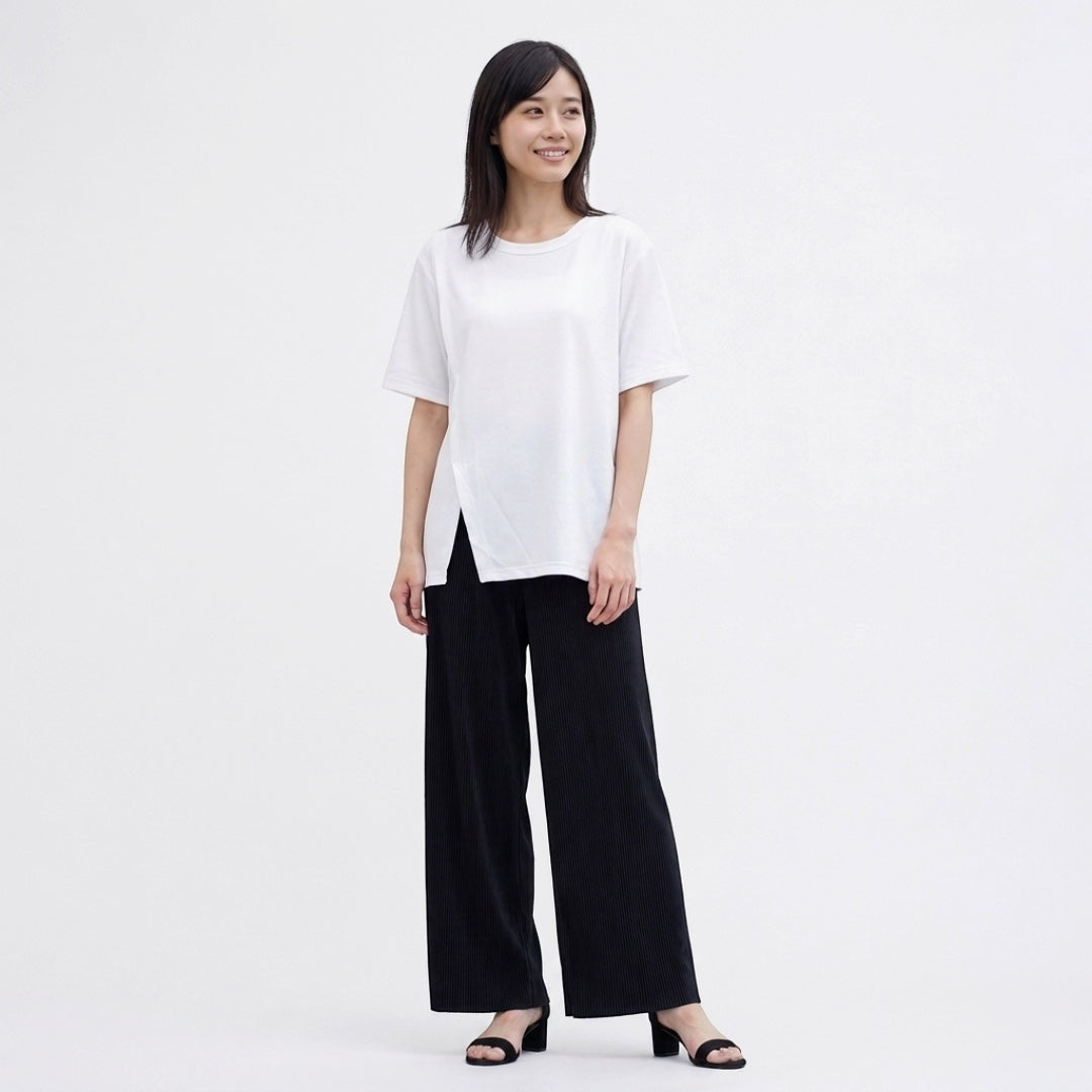 WOMEN'S DEEP SIDE-SLIT T-SHIRT