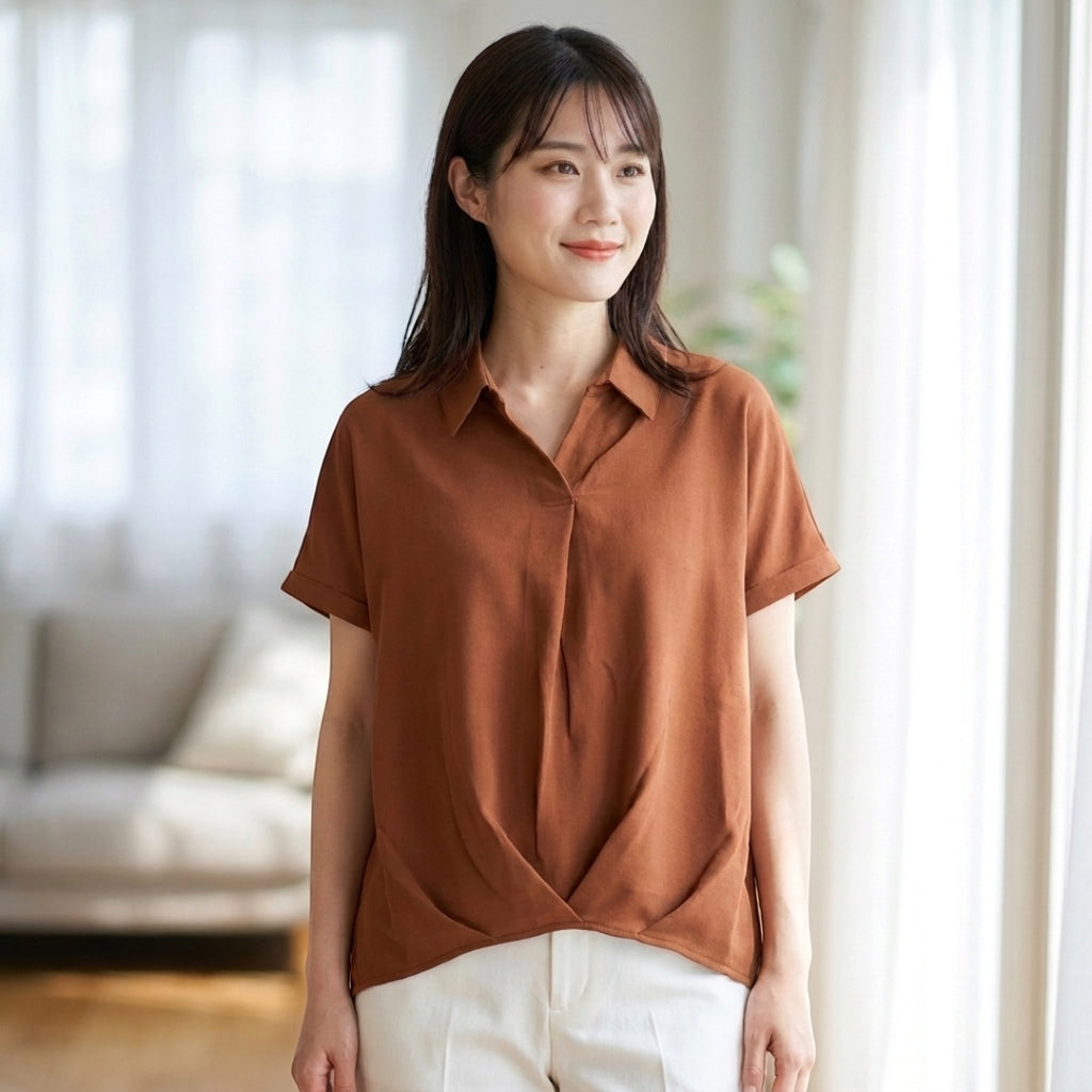 WOMEN’S TWIST HEM SHORT SLEEVE BLOUSE
