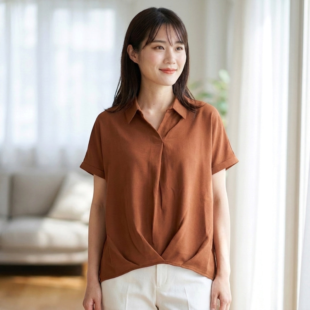 WOMEN’S TWIST HEM SHORT SLEEVE BLOUSE