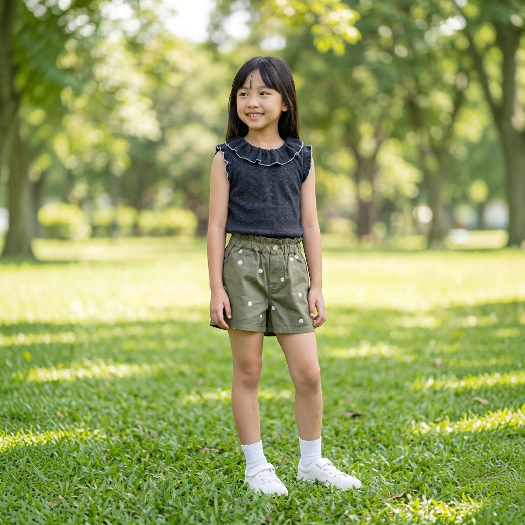 DAISY EMBROIDERY SHORTS (100-120CM)