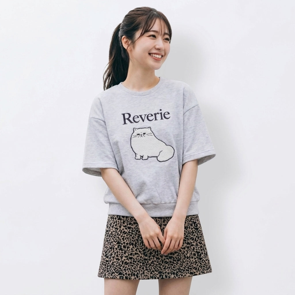 WOMEN'S CAT-PRINT SHORT-SLEEVE T-SHIRT