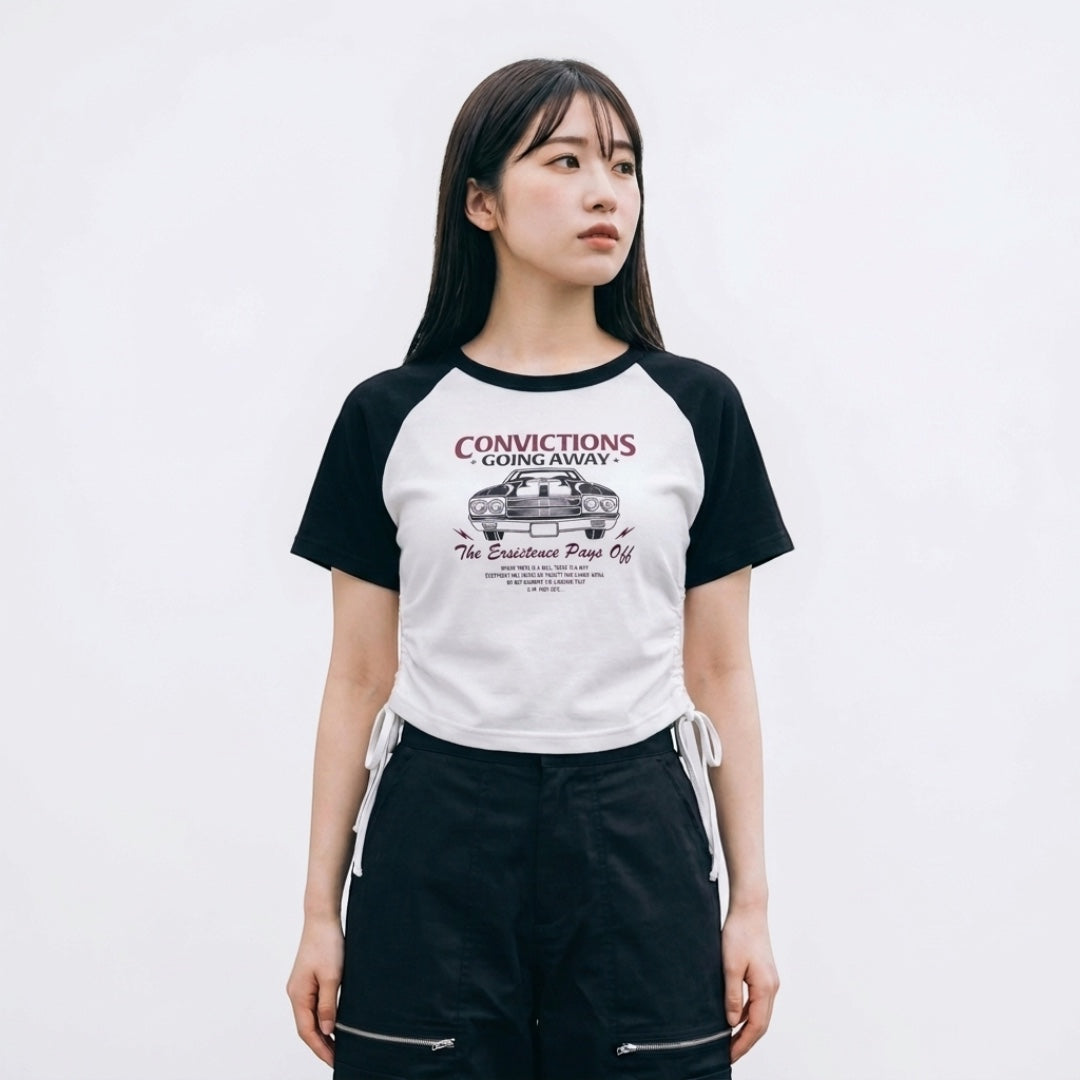 WOMEN'S SIDE-TIE RAGLAN T-SHIRT