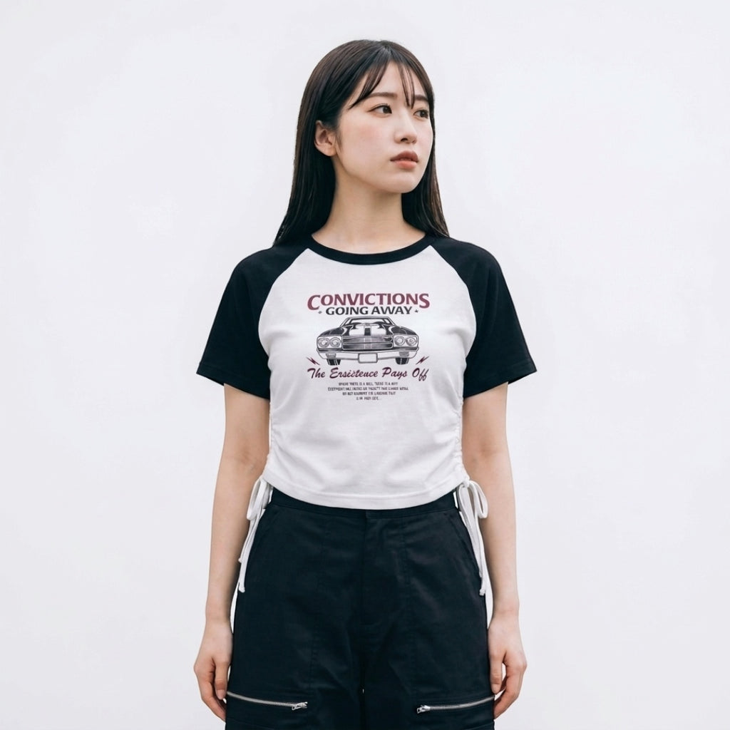 WOMEN'S SIDE-TIE RAGLAN T-SHIRT