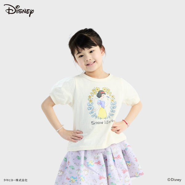 [DISNEY] Cream Puff Sleeve Snow White Floral Graphic T-Shirt Kids (Size 110-130)