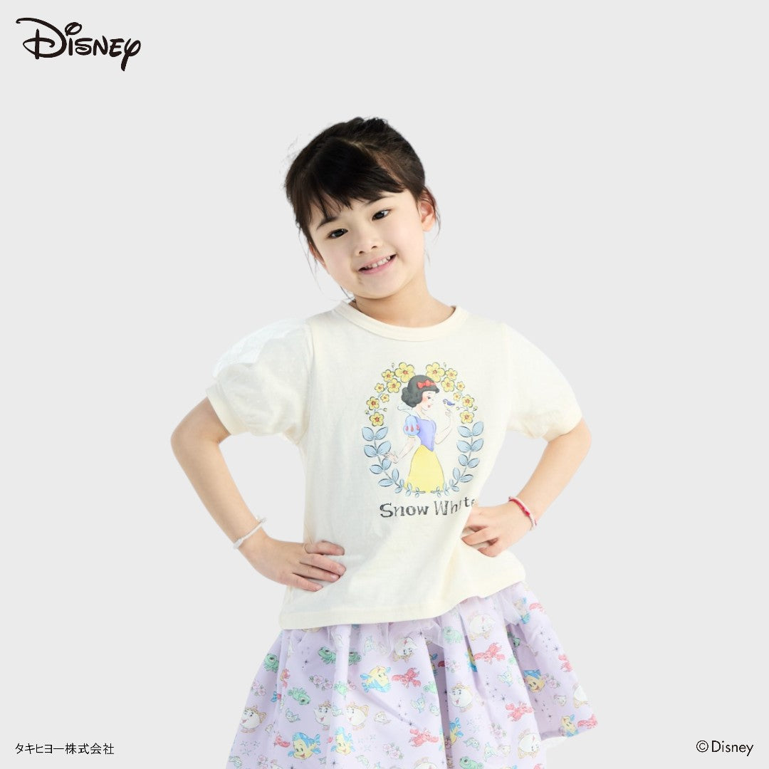 [DISNEY] Cream Puff Sleeve Snow White Floral Graphic T-Shirt Kids (Size 90-100)