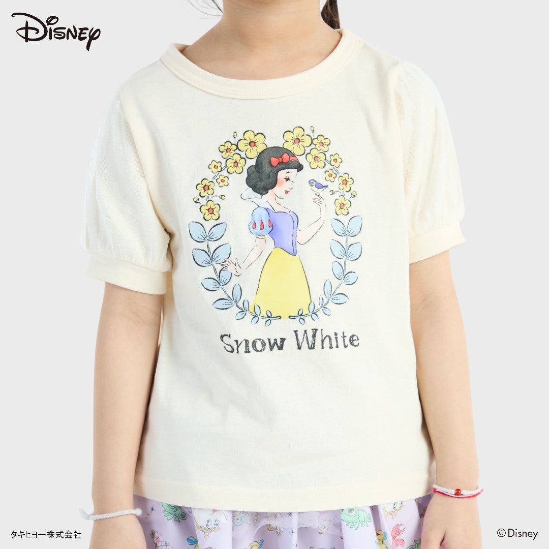 [DISNEY] Cream Puff Sleeve Snow White Floral Graphic T-Shirt Kids (Size 90-100)
