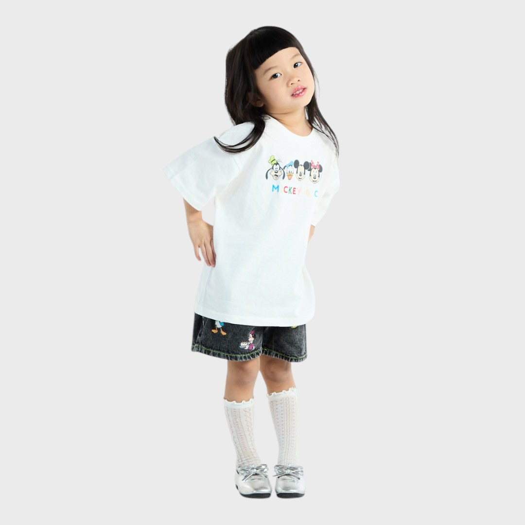 KIDS (SIZE 110-130) DISNEY MICKEY & FRIENDS OVERSIZED T-SHIRT WHITE “MICKEY & CO.”