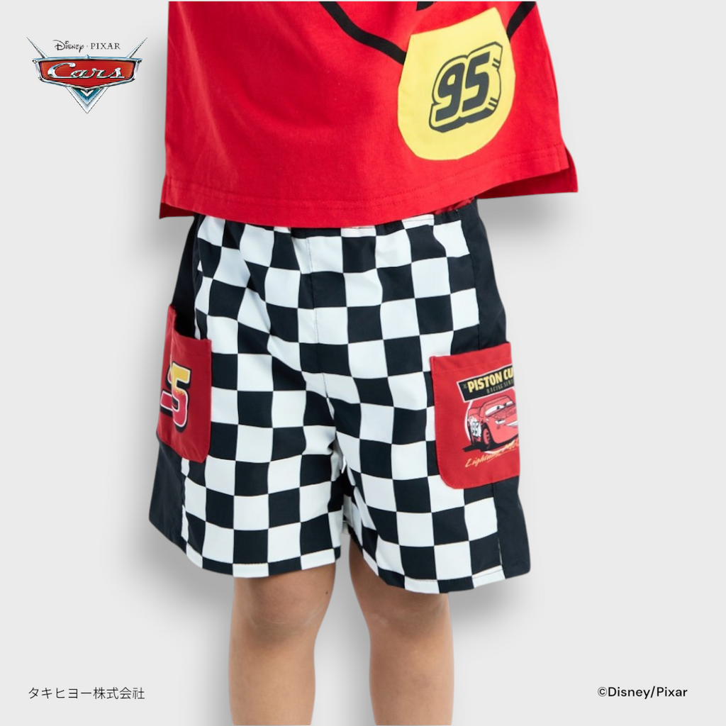 DISNEY PIXAR CARS SHORTS – BLACK & WHITE CHECKERED RACING KIDS SHORTS (110CM-130CM)