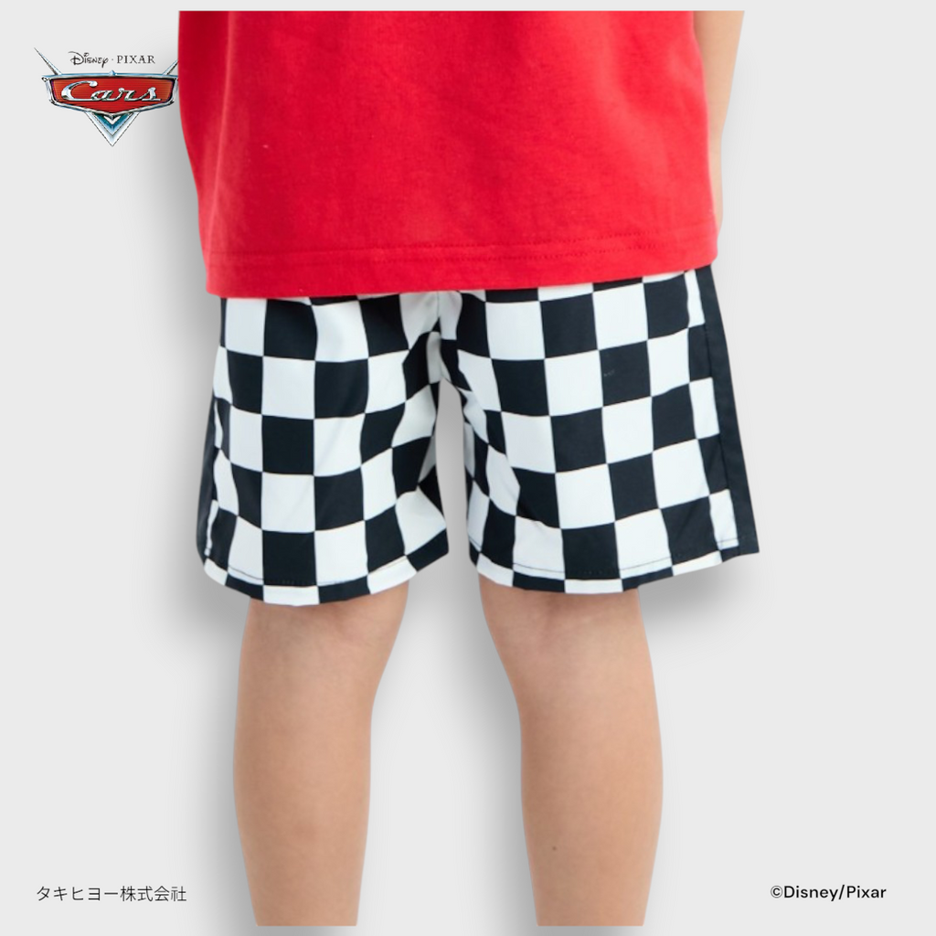 Kids (Size 90-100) กางเกงขาสั้นเด็ก Disney ลายสนามแข่ง Lightning McQueen Piston Cup