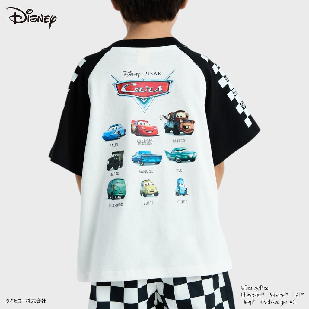 Kids (Size 110-130) T-Shirt Disney Pixar Cars Lightning McQueen Raglan White Blackad