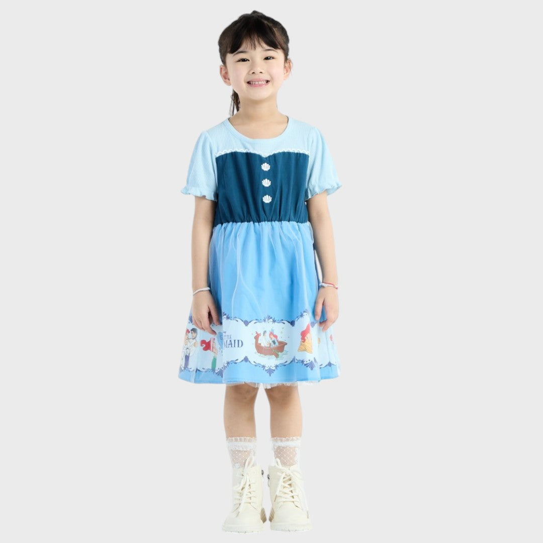 KIDS (SIZE 90-100) DISNEY THE LITTLE MERMAID DRESS LIGHT BLUE