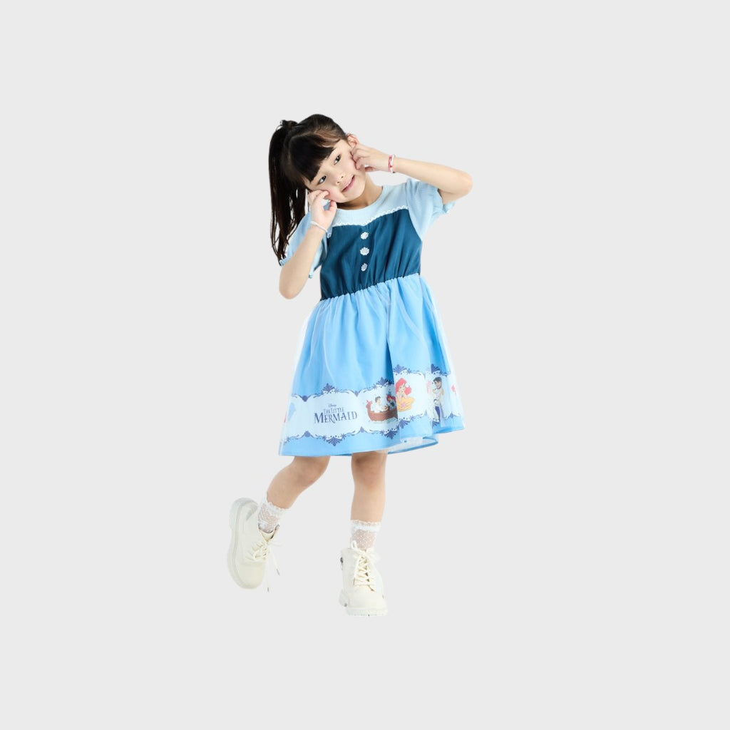 KIDS (SIZE 90-100) DISNEY THE LITTLE MERMAID DRESS LIGHT BLUE
